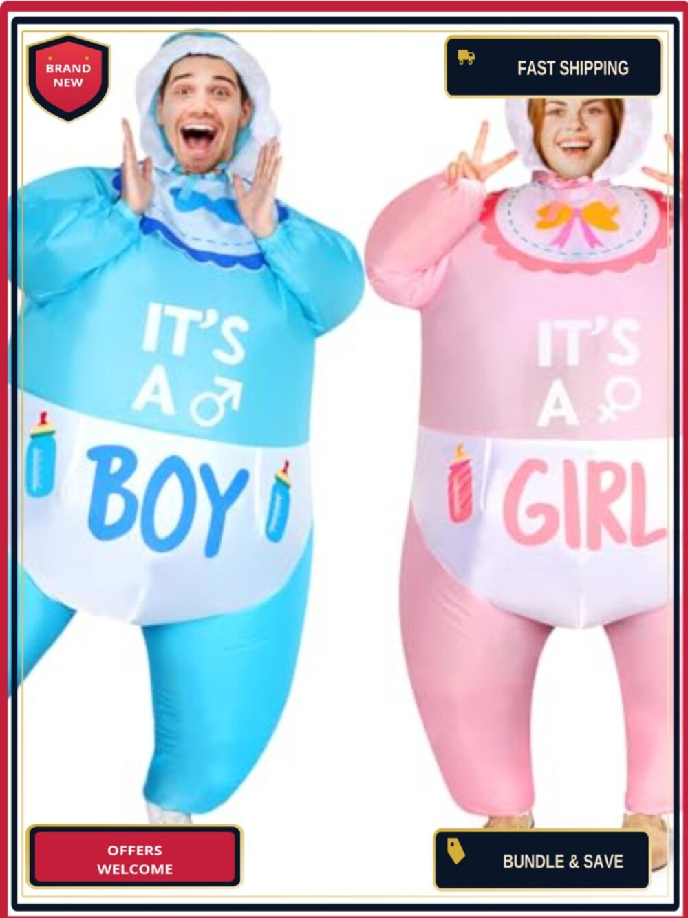 2 Pack Adult Inflatable Baby Costume Blow Up Cosplay Outfit